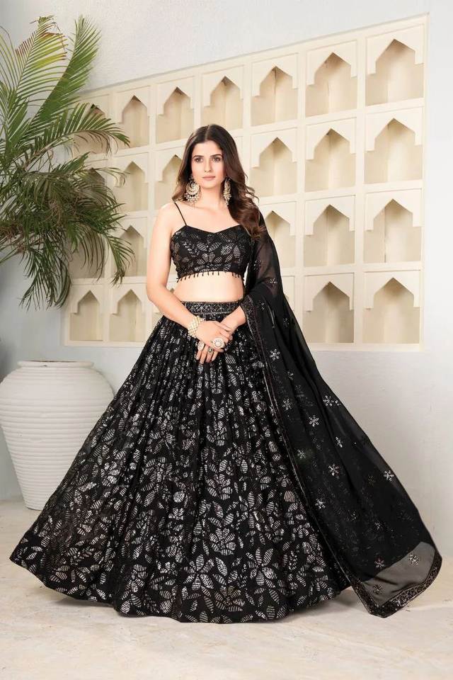 Embroidered Georgette Lehenga Choli Set