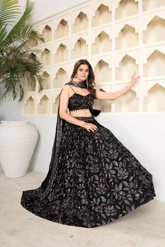 Embroidered Georgette Lehenga Choli Set