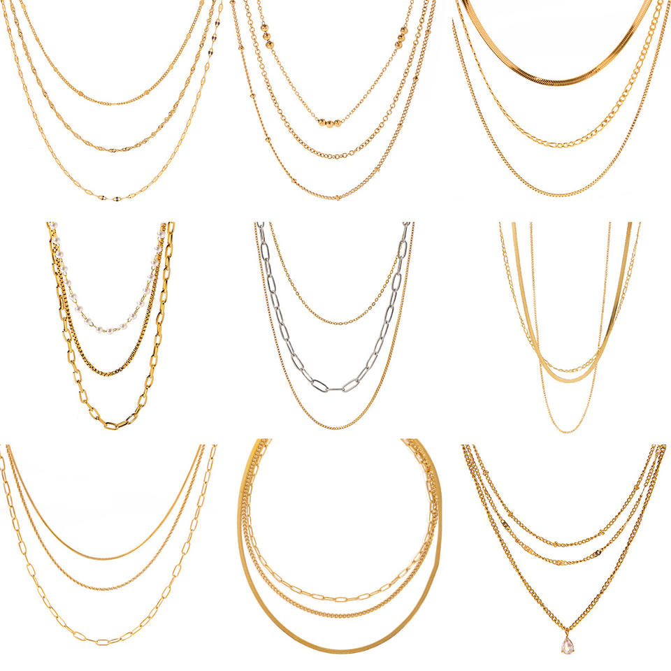 18K Gold Layered Necklace Set