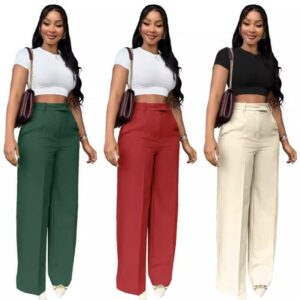 Office High Waist Straight Trousers