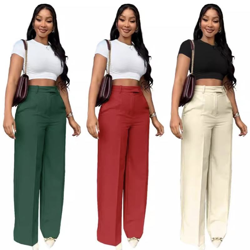 Office High Waist Straight Trousers