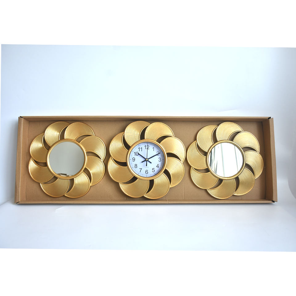 3D Luxury Mirror Wall Clock Set