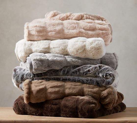 Striped Faux Fur Cozy Blanket