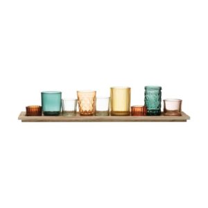 Amber Glass Tea Light Candle Set