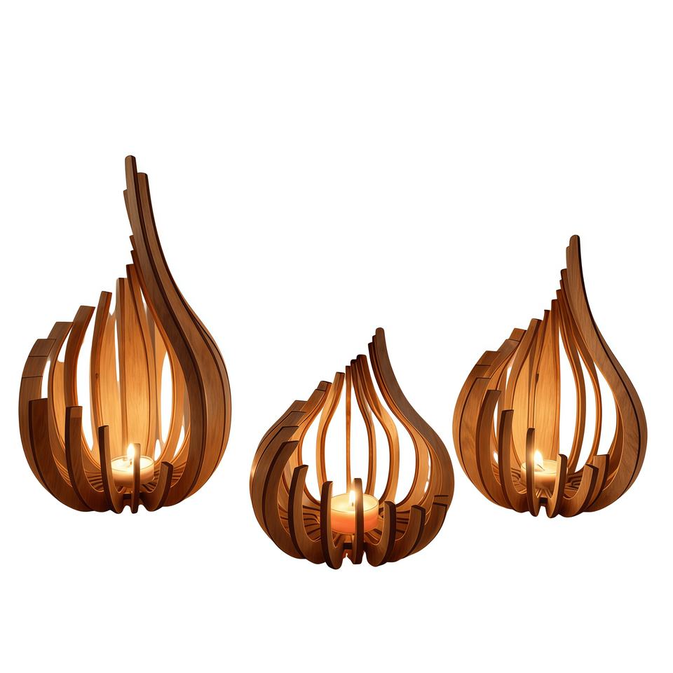 Artistic Wooden DIY Candle Holder Set