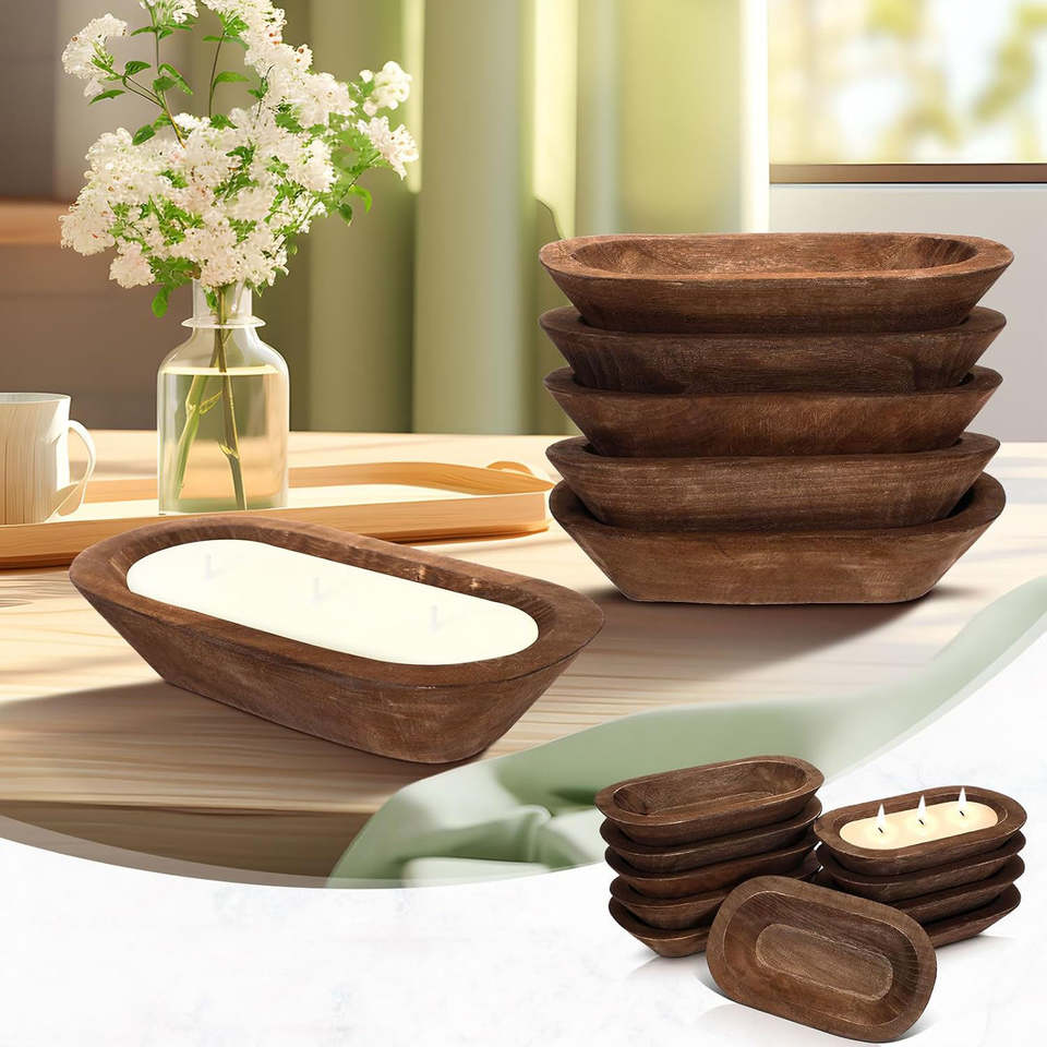 Natural Wooden Candle Bowl