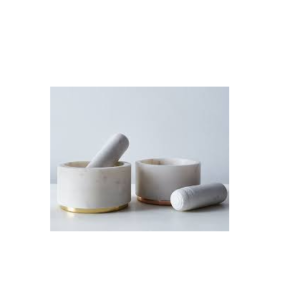 Marble & Brass Luxury Mortar Set