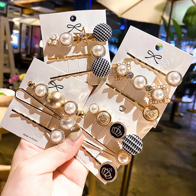 Pearl & Rhinestone Hair Clips Set