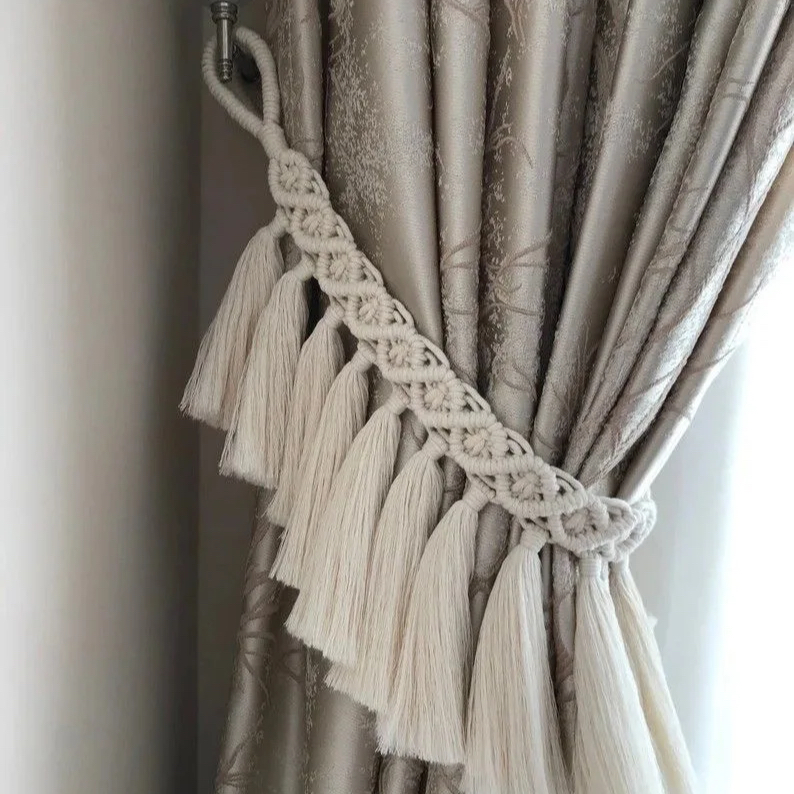 Boho Leaf Macrame Curtain Holder