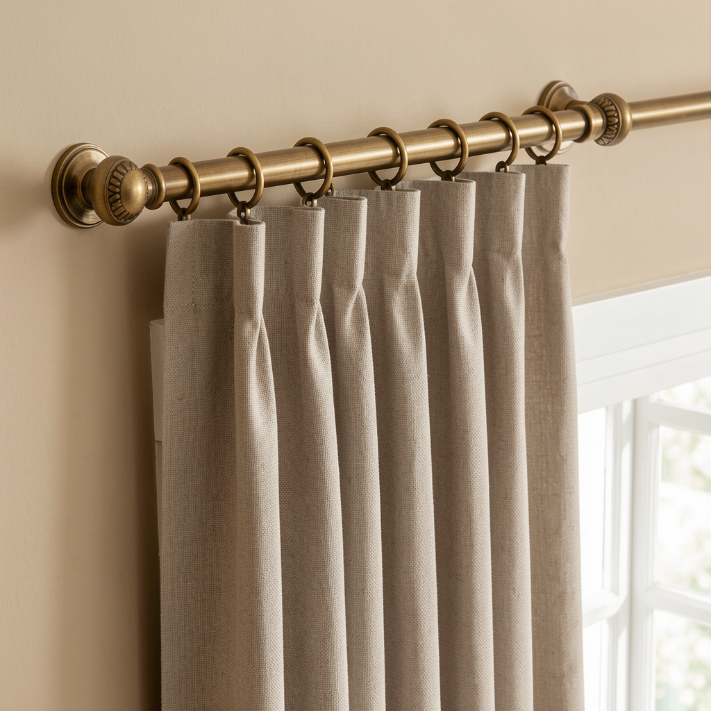 Antique Brass Adjustable Curtain Rod Set