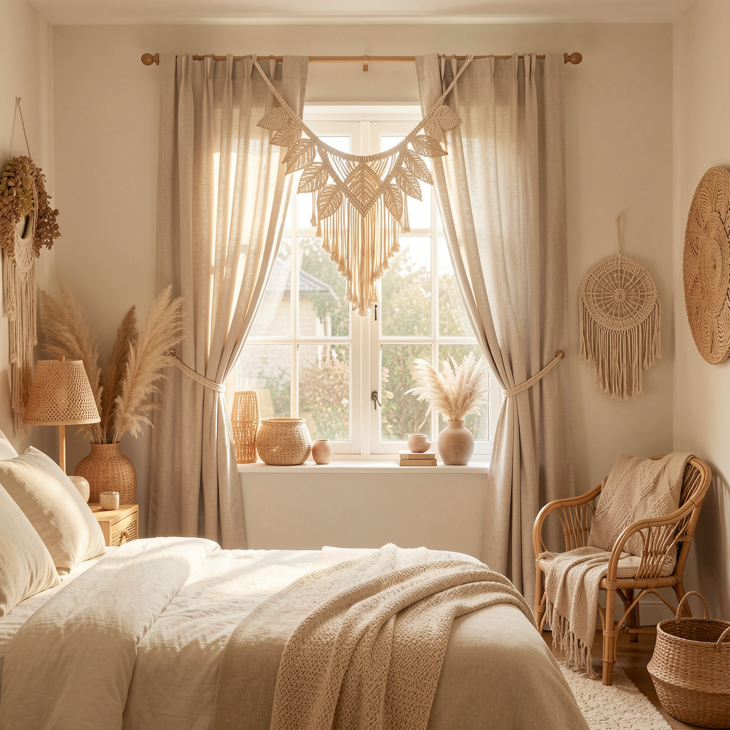 Boho Leaf Macrame Curtain Holder