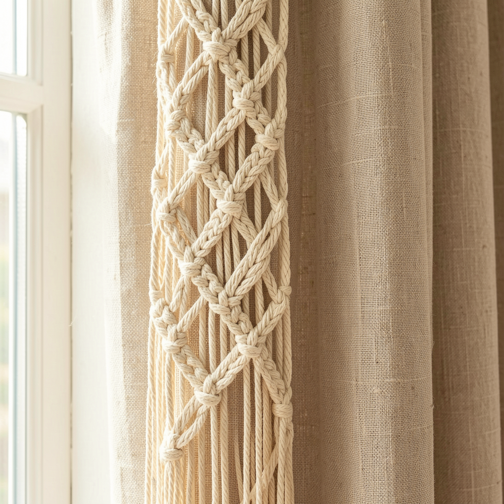 Boho Leaf Macrame Curtain Holder