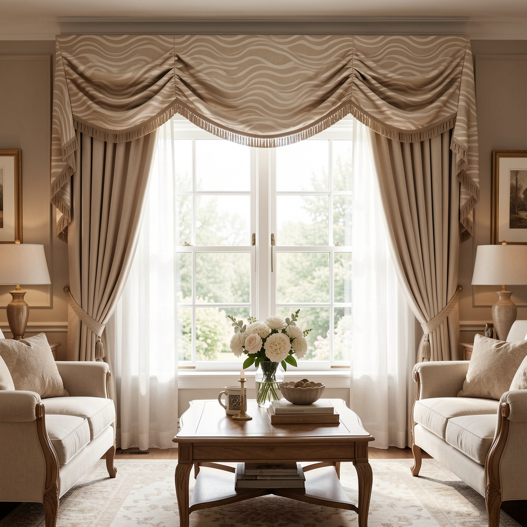 Elegant Wave Jacquard Valance