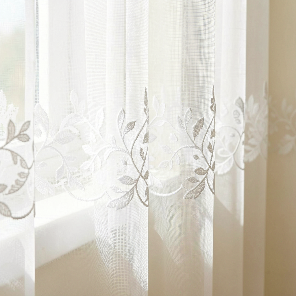 Embroidered White Sheer Curtains