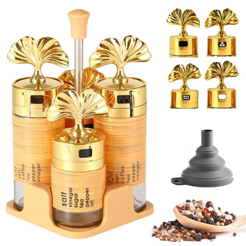Maple Leaf Glass Spice Jar Organizer