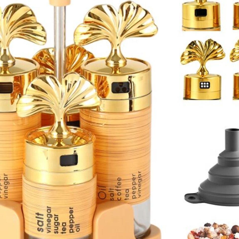 Maple Leaf Glass Spice Jar Organizer