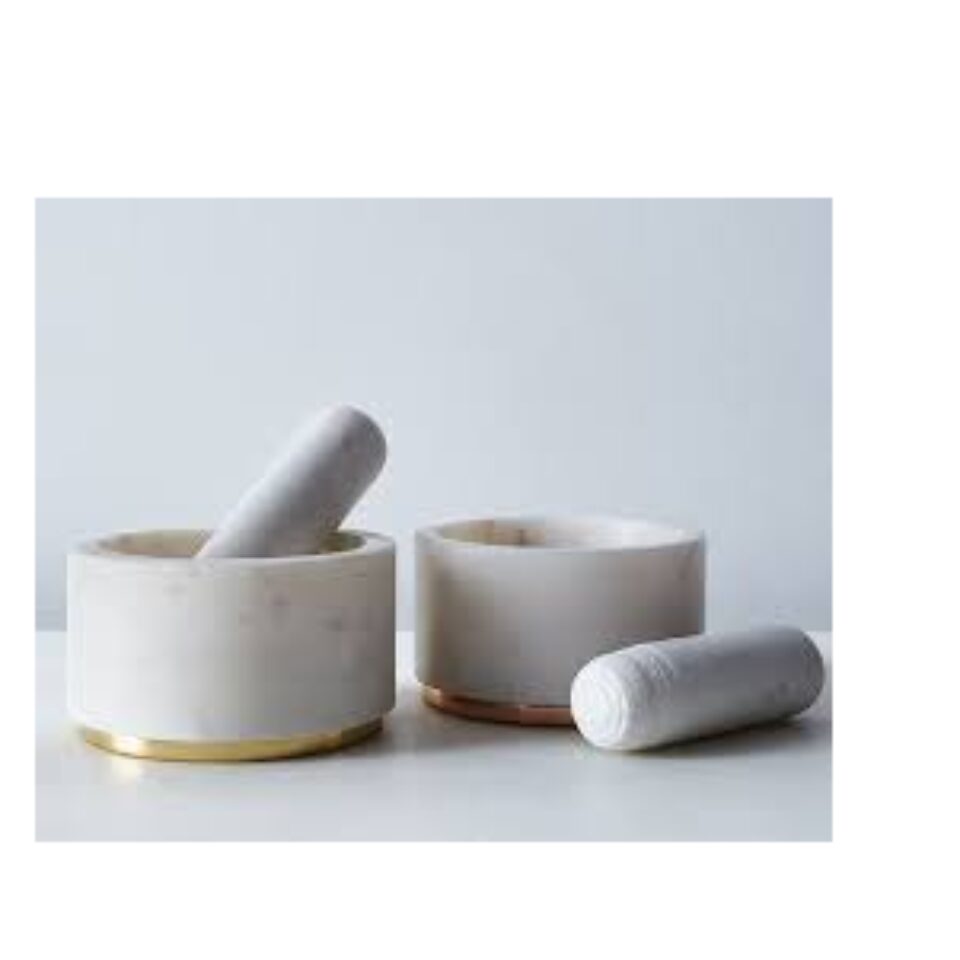 Marble & Brass Luxury Mortar Set