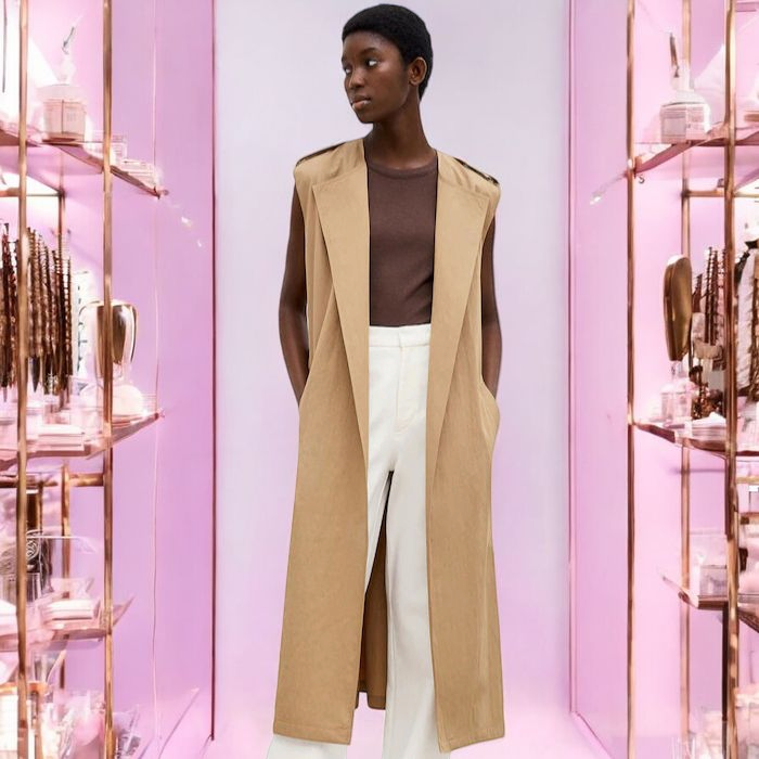 Belted Trench Vest Coat